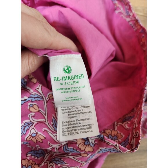 J. Crew Embroidered Romper in Pink Vines Block Print 6 - Picture 8 of 10